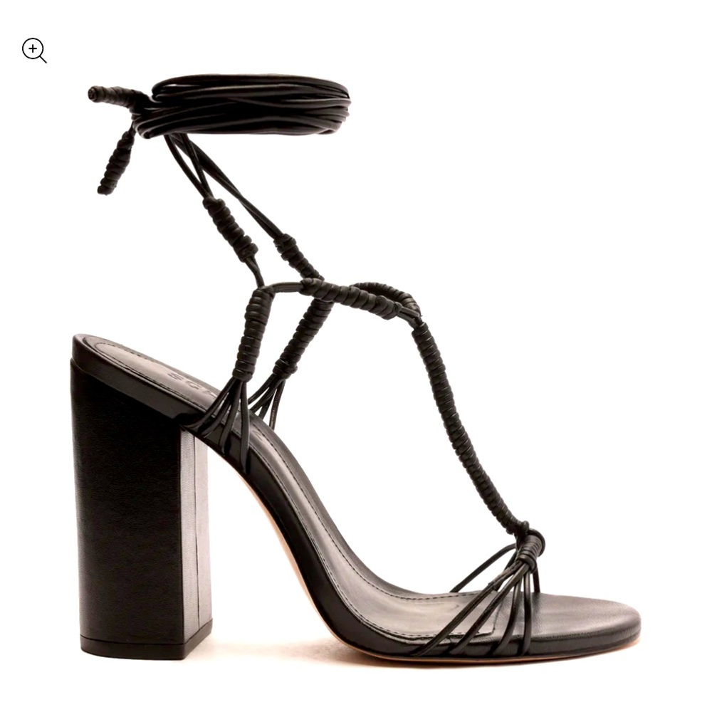 BNIB SCHUTZ Amunet Block Authentic Leather Sandal w/ Ankle Lacing - Black Size 8